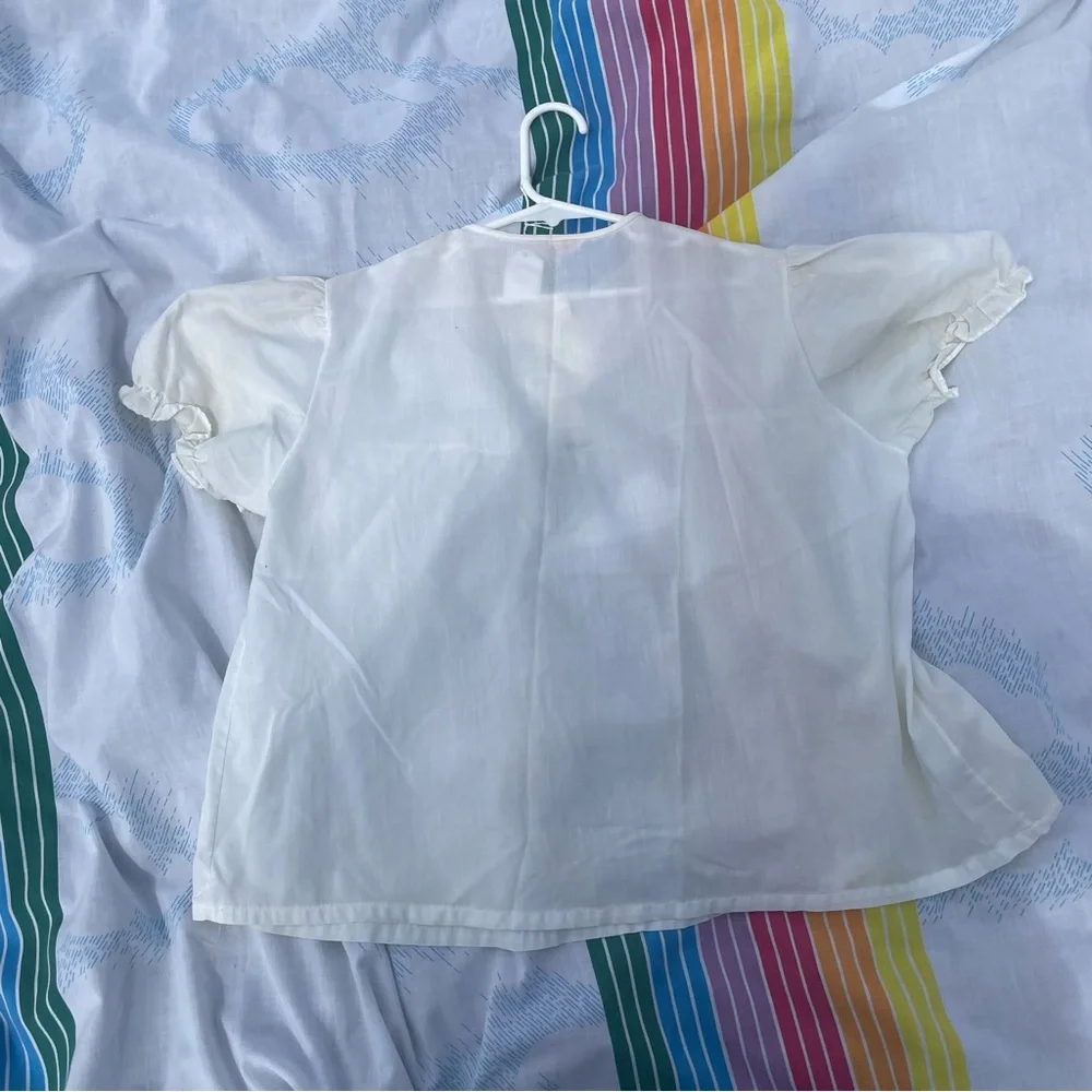 VINTAGE 70s WHITE SHEER LACE PEASANT TOP SIZE 8? COTTAGE CORE - Picture 5 of 5